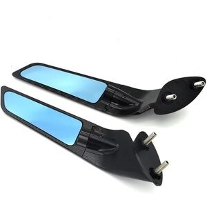 Black and Blue Motorcycle Rearview Mirrors